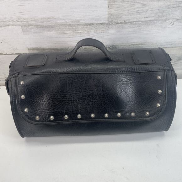 River Road Black Motorcycle Handlebar Leather Tool Bag Harley Accessory Biker - Picture 2 of 14